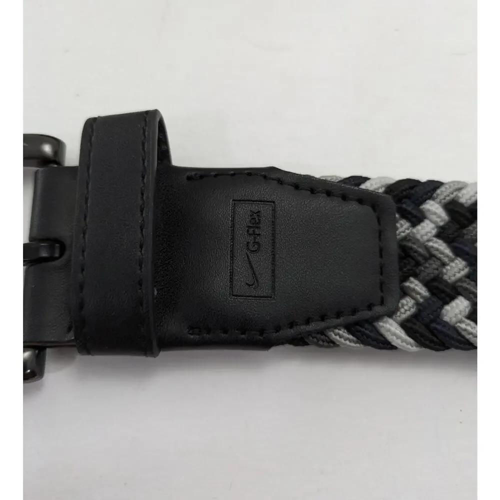 Mens Nike G-Flex Black Gray Woven Comfort Stretch‎ Belt BS0622 Size Large L